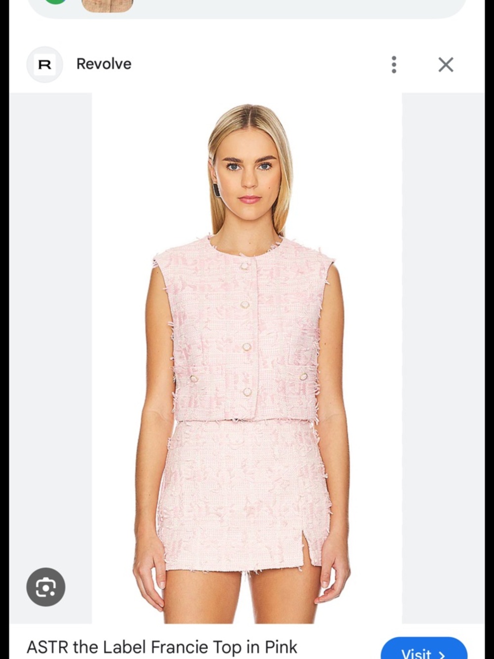 Astr Cropped Tweed Vest Top in Pink